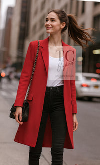 CHANEL 97S Vintage Orange Red Jacket Coat 38 シャネル ヴィンテージ オレンジレッド ジャケット コート ココボタン 即発
