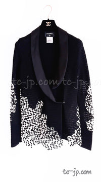 CHANEL 11S Cameron Diaz Black White Lace Cardigan Jacket Dress Set up 38 シャネル ブラック ホワイト レース カーディガン ジャケット ワンピース セットアップ 即発