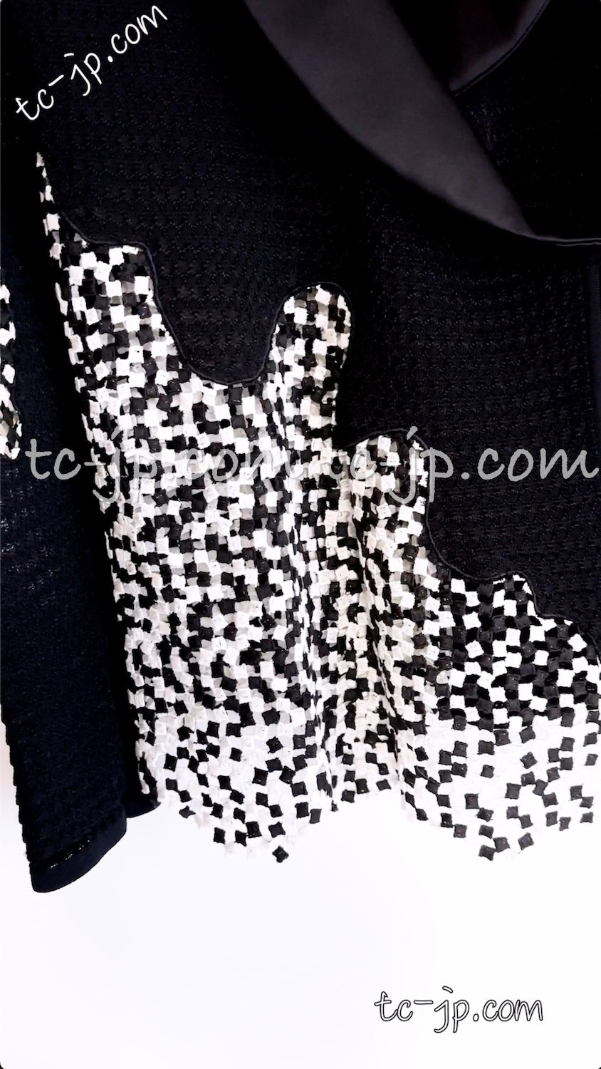 CHANEL 11S Cameron Diaz Black White Lace Cardigan Jacket Dress Set up 38 シャネル ブラック ホワイト レース カーディガン ジャケット ワンピース セットアップ 即発
