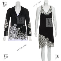 CHANEL 11S Cameron Diaz Black White Lace Cardigan Jacket Dress Set up 38 シャネル ブラック ホワイト レース カーディガン ジャケット ワンピース セットアップ 即発