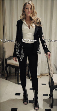 CHANEL 11S Cameron Diaz Black White Lace Cardigan Jacket Dress Set up 38 シャネル ブラック ホワイト レース カーディガン ジャケット ワンピース セットアップ 即発 - TC JAPAN