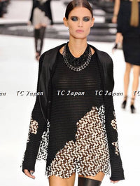 CHANEL 11S Cameron Diaz Black White Lace Cardigan Jacket Dress Set up 38 シャネル ブラック ホワイト レース カーディガン ジャケット ワンピース セットアップ 即発 - TC JAPAN