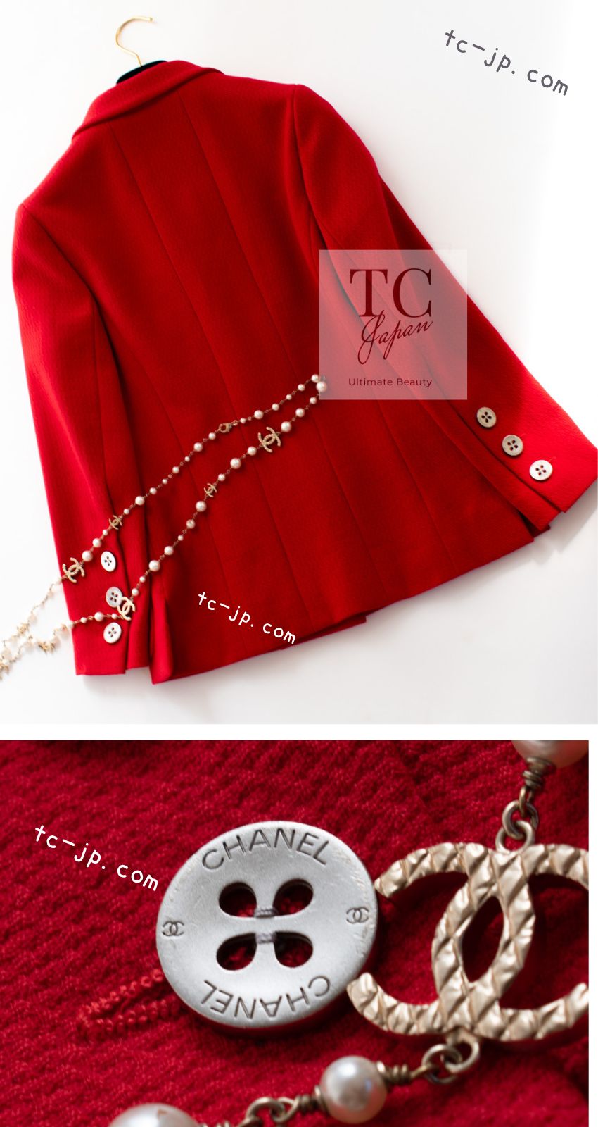 CHANEL ビンテージ　ジャケット レッド シャネル ジャケット CHANEL ヴィンテージ レッド CC シルバー