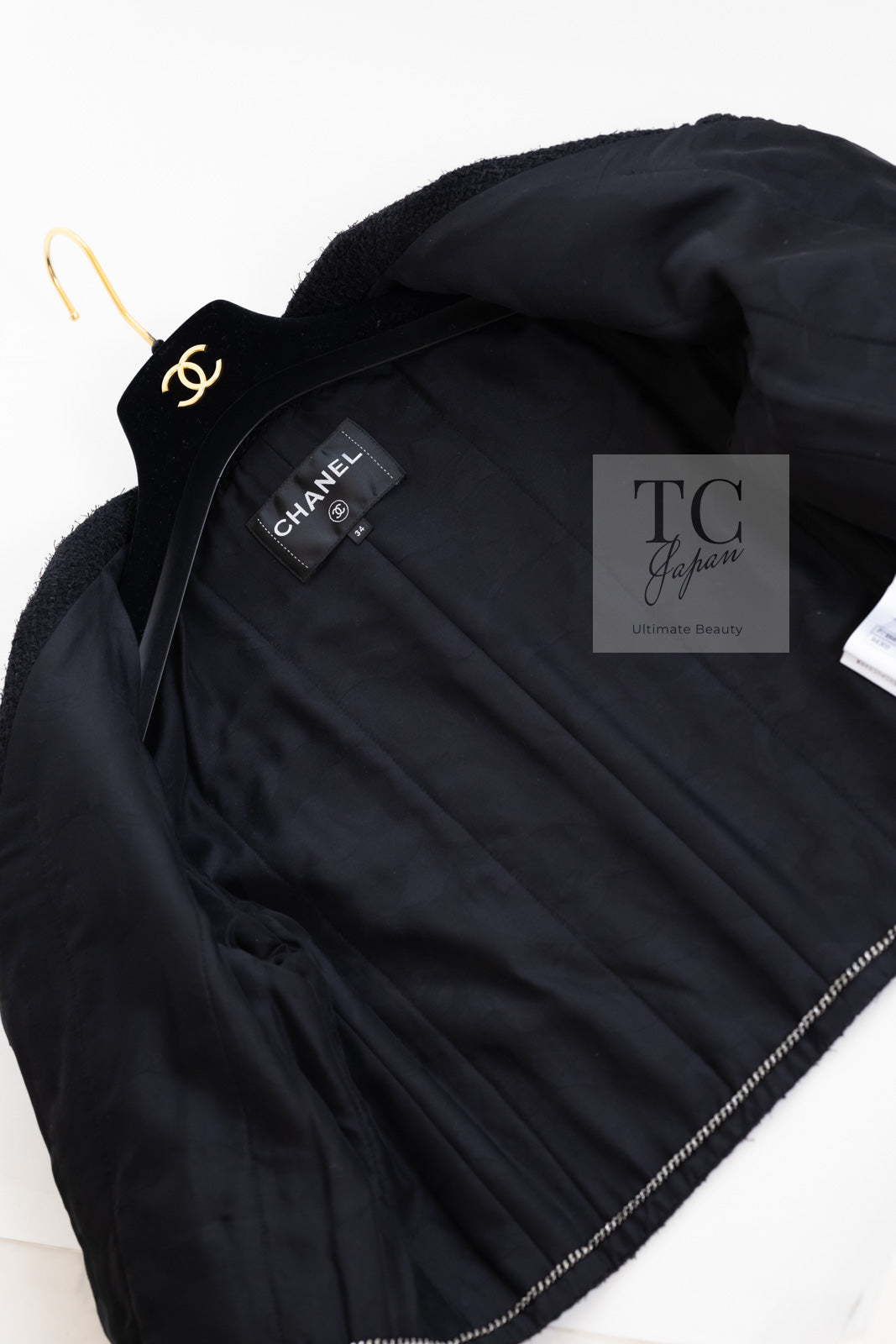 シャネル ジャケット CHANEL 22C ブラック コットン クロップド 34 36