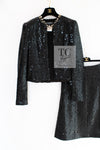 CHANEL 02A Black Sequin Glitter Jacket Skirt Suit 36 シャネル ブラック スパンコール グリッター ジャケット スカート スーツ 即発