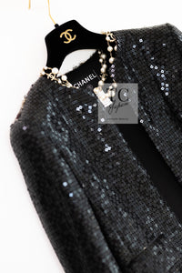 CHANEL 02A Black Sequin Glitter Jacket Skirt Suit 36 シャネル ブラック スパンコール グリッター ジャケット スカート スーツ 即発