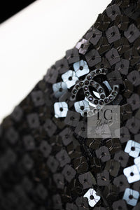 CHANEL 02A Black Sequin Glitter Jacket Skirt Suit 36 シャネル ブラック スパンコール グリッター ジャケット スカート スーツ 即発