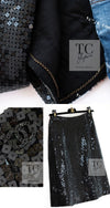 CHANEL 02A Black Sequin Glitter Jacket Skirt Suit 36 シャネル ブラック スパンコール グリッター ジャケット スカート スーツ 即発