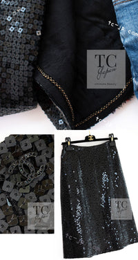 CHANEL 02A Black Sequin Glitter Jacket Skirt Suit 36 シャネル ブラック スパンコール グリッター ジャケット スカート スーツ 即発