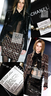 CHANEL 02A Black Sequin Glitter Jacket Skirt Suit 36 シャネル ブラック スパンコール グリッター ジャケット スカート スーツ 即発