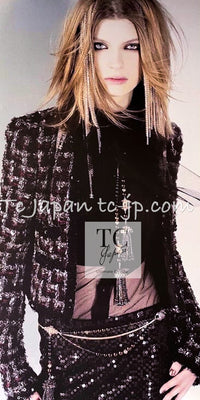 CHANEL 02A Bordeaux Brown Black Mix Sequin Tweed Jacket 38 | UK