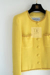 CHANEL 95A Vintage Yellow Gold Chain Trim Wool Tweed Jacket 36 シャネル ヴィンテージ イエロー ゴールドチェーン トリミング ウール ツイード ジャケット 即発