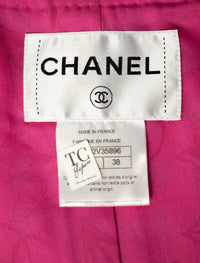 CHANEL 14S Pink White Belt Cotton Tweed Jacket 34 38 シャネル ピンク ホワイト コットン ツイード ジャケット 即発
