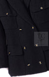CHANEL 95A Vintage Black Wool CC Logo Buttons Double Tweed Jacket Skirt Suit 38 40 シャネル ヴィンテージ ブラック ウール CCロゴボタン ダブル ツイード ジャケット スカート スーツ 即発