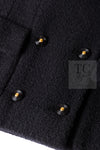 CHANEL 95A Vintage Black Wool CC Logo Buttons Double Tweed Jacket Skirt Suit 38 40 シャネル ヴィンテージ ブラック ウール CCロゴボタン ダブル ツイード ジャケット スカート スーツ 即発