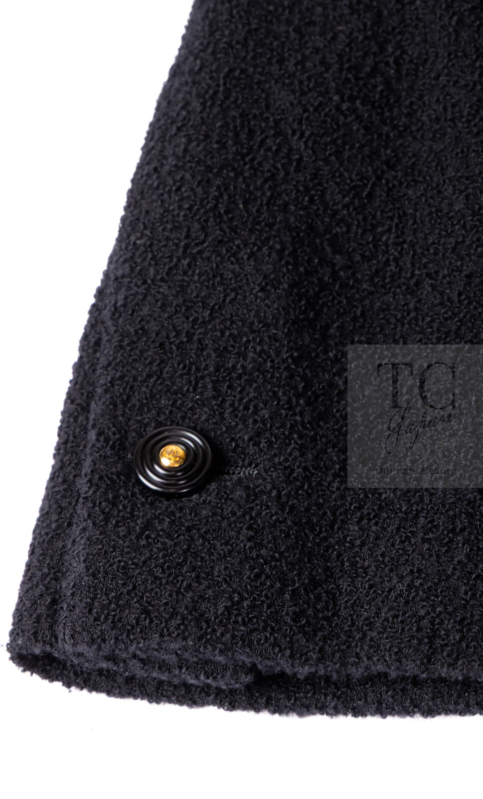 CHANEL 95A Vintage Black Wool CC Logo Buttons Double Tweed Jacket Skirt Suit 38 40 シャネル ヴィンテージ ブラック ウール CCロゴボタン ダブル ツイード ジャケット スカート スーツ 即発