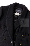 CHANEL 95A Vintage Black Wool CC Logo Buttons Double Tweed Jacket Skirt Suit 38 40 シャネル ヴィンテージ ブラック ウール CCロゴボタン ダブル ツイード ジャケット スカート スーツ 即発