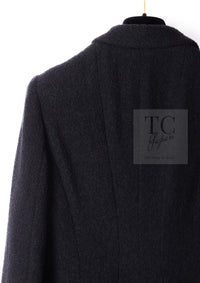 CHANEL 95A Vintage Black Wool CC Logo Buttons Double Tweed Jacket Skirt Suit 38 40 シャネル ヴィンテージ ブラック ウール CCロゴボタン ダブル ツイード ジャケット スカート スーツ 即発