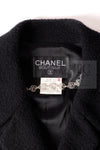 CHANEL 95A Vintage Black Wool CC Logo Buttons Double Tweed Jacket Skirt Suit 38 40 シャネル ヴィンテージ ブラック ウール CCロゴボタン ダブル ツイード ジャケット スカート スーツ 即発