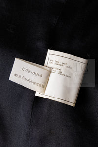 CHANEL 95A Vintage Black Wool CC Logo Buttons Double Tweed Jacket Skirt Suit 38 40 シャネル ヴィンテージ ブラック ウール CCロゴボタン ダブル ツイード ジャケット スカート スーツ