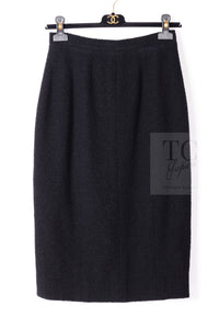 CHANEL 95A Vintage Black Wool CC Logo Buttons Double Tweed Jacket Skirt Suit 38 40 シャネル ヴィンテージ ブラック ウール CCロゴボタン ダブル ツイード ジャケット スカート スーツ