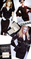 CHANEL 95A Vintage Black Wool CC Logo Buttons Double Tweed Jacket Skirt Suit 38 40 シャネル ヴィンテージ ブラック ウール CCロゴボタン ダブル ツイード ジャケット スカート スーツ 即発