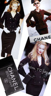 CHANEL 95A Vintage Black Wool CC Logo Buttons Double Tweed Jacket Skirt Suit 44 46 シャネル ヴィンテージ ブラック ウール CCロゴボタン ダブル ツイード ジャケット スカート スーツ 即発
