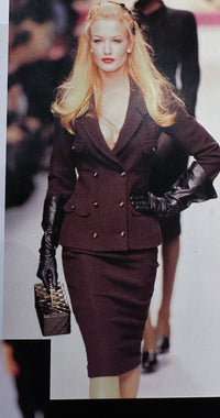 CHANEL 95A Vintage Black Wool CC Logo Buttons Double Tweed Jacket Skirt Suit 38 40 シャネル ヴィンテージ ブラック ウール CCロゴボタン ダブル ツイード ジャケット スカート スーツ