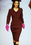 CHANEL 95A Vintage Black Wool CC Logo Buttons Double Tweed Jacket Skirt Suit 38 40 シャネル ヴィンテージ ブラック ウール CCロゴボタン ダブル ツイード ジャケット スカート スーツ