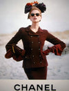 CHANEL 95A Vintage Black Wool CC Logo Buttons Double Tweed Jacket Skirt Suit 38 40 シャネル ヴィンテージ ブラック ウール CCロゴボタン ダブル ツイード ジャケット スカート スーツ