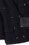 CHANEL 95A Vintage Black Wool CC Logo Buttons Double Tweed Jacket Skirt Suit 44 46 シャネル ヴィンテージ ブラック ウール CCロゴボタン ダブル ツイード ジャケット スカート スーツ 即発