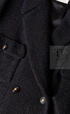 CHANEL 95A Vintage Black Wool CC Logo Buttons Double Tweed Jacket Skirt Suit 44 46 シャネル ヴィンテージ ブラック ウール CCロゴボタン ダブル ツイード ジャケット スカート スーツ 即発