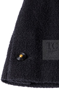 CHANEL 95A Vintage Black Wool CC Logo Buttons Double Tweed Jacket Skirt Suit 44 46 シャネル ヴィンテージ ブラック ウール CCロゴボタン ダブル ツイード ジャケット スカート スーツ 即発