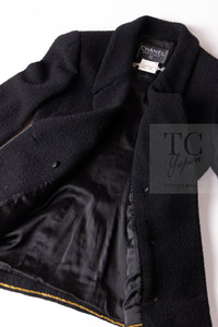 CHANEL 95A Vintage Black Wool CC Logo Buttons Double Tweed Jacket Skirt Suit 44 46 シャネル ヴィンテージ ブラック ウール CCロゴボタン ダブル ツイード ジャケット スカート スーツ 即発