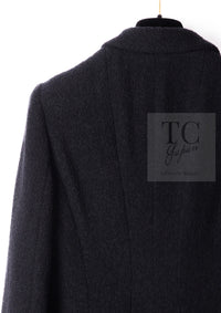 CHANEL 95A Vintage Black Wool CC Logo Buttons Double Tweed Jacket Skirt Suit 44 46 シャネル ヴィンテージ ブラック ウール CCロゴボタン ダブル ツイード ジャケット スカート スーツ 即発
