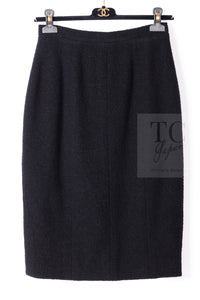 CHANEL 95A Vintage Black Wool CC Logo Buttons Double Tweed Jacket Skirt Suit 44 46 シャネル ヴィンテージ ブラック ウール CCロゴボタン ダブル ツイード ジャケット スカート スーツ 即発