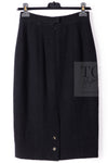 CHANEL 95A Vintage Black Wool CC Logo Buttons Double Tweed Jacket Skirt Suit 44 46 シャネル ヴィンテージ ブラック ウール CCロゴボタン ダブル ツイード ジャケット スカート スーツ 即発