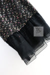 CHANEL 04A Black Multicolor Wool Tweed Dress 34 36 シャネル ブラック マルチカラー ウール ツイード シルク ラッフル ワンピース 即発