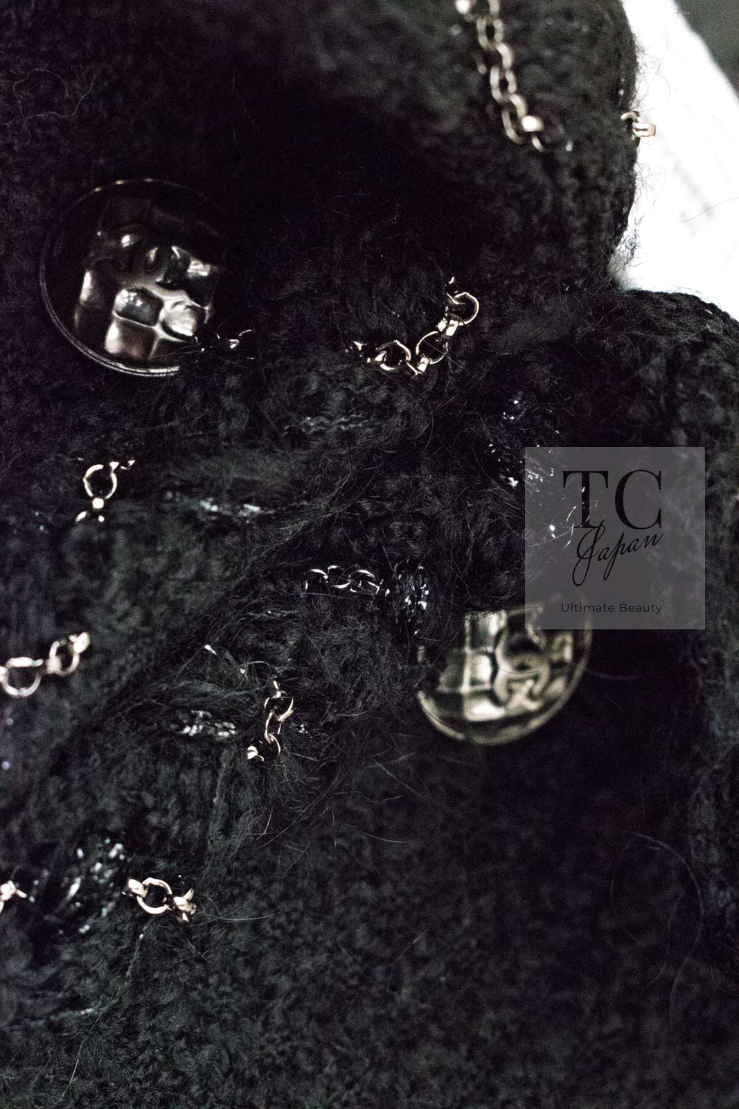 CHANEL Black Braid Trim Chain Wool Tweed Jacket Skirt Suit 40 42 シャネル ブラック ブレイド トリム チェーン ウール ツイード ジャケット スカート スーツ 即発