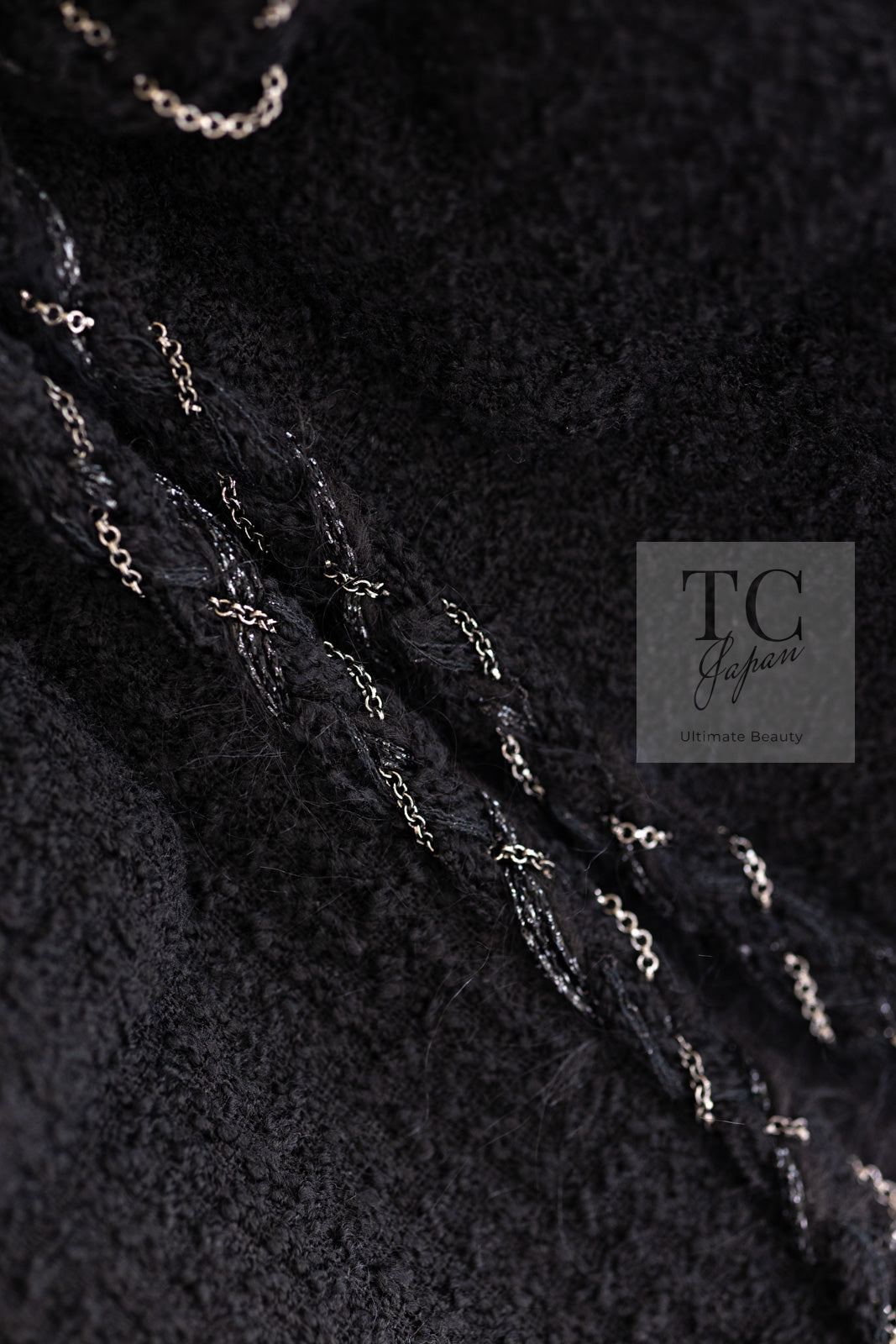 CHANEL Black Braid Trim Chain Wool Tweed Jacket Skirt Suit 40 42 シャネル ブラック ブレイド トリム チェーン ウール ツイード ジャケット スカート スーツ 即発