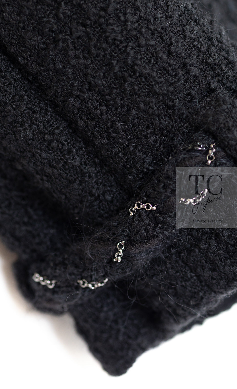 CHANEL Black Braid Trim Chain Wool Tweed Jacket Skirt Suit 40 42 シャネル ブラック ブレイド トリム チェーン ウール ツイード ジャケット スカート スーツ 即発