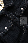 CHANEL Black Braid Trim Chain Wool Tweed Jacket Skirt Suit 40 42 シャネル ブラック ブレイド トリム チェーン ウール ツイード ジャケット スカート スーツ 即発
