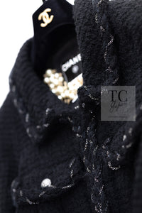 CHANEL Black Braid Trim Chain Wool Tweed Jacket Skirt Suit 40 42 シャネル ブラック ブレイド トリム チェーン ウール ツイード ジャケット スカート スーツ 即発