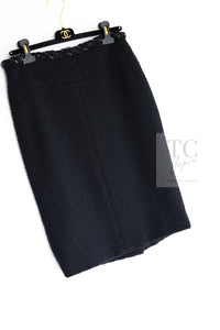 CHANEL Black Braid Trim Chain Wool Tweed Jacket Skirt Suit 40 42 シャネル ブラック ブレイド トリム チェーン ウール ツイード ジャケット スカート スーツ 即発