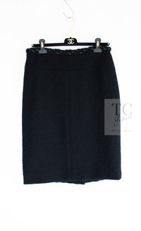 CHANEL Black Braid Trim Chain Wool Tweed Jacket Skirt Suit 40 42 シャネル ブラック ブレイド トリム チェーン ウール ツイード ジャケット スカート スーツ 即発