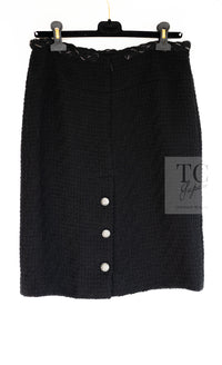 CHANEL Black Braid Trim Chain Wool Tweed Jacket Skirt Suit 40 42 シャネル ブラック ブレイド トリム チェーン ウール ツイード ジャケット スカート スーツ 即発