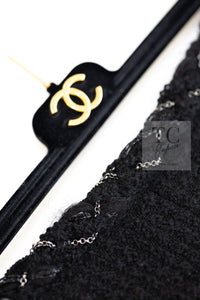 CHANEL Black Braid Trim Chain Wool Tweed Jacket Skirt Suit 40 42 シャネル ブラック ブレイド トリム チェーン ウール ツイード ジャケット スカート スーツ 即発