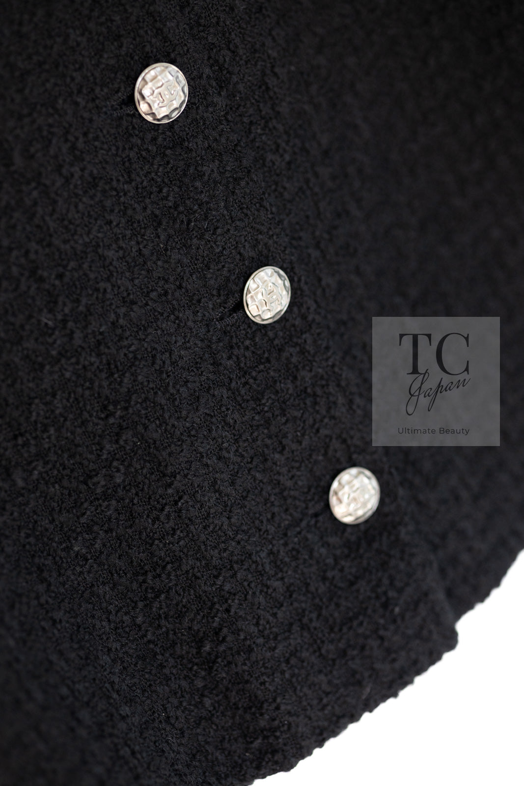 CHANEL Black Braid Trim Chain Wool Tweed Jacket Skirt Suit 40 42 シャネル ブラック ブレイド トリム チェーン ウール ツイード ジャケット スカート スーツ 即発