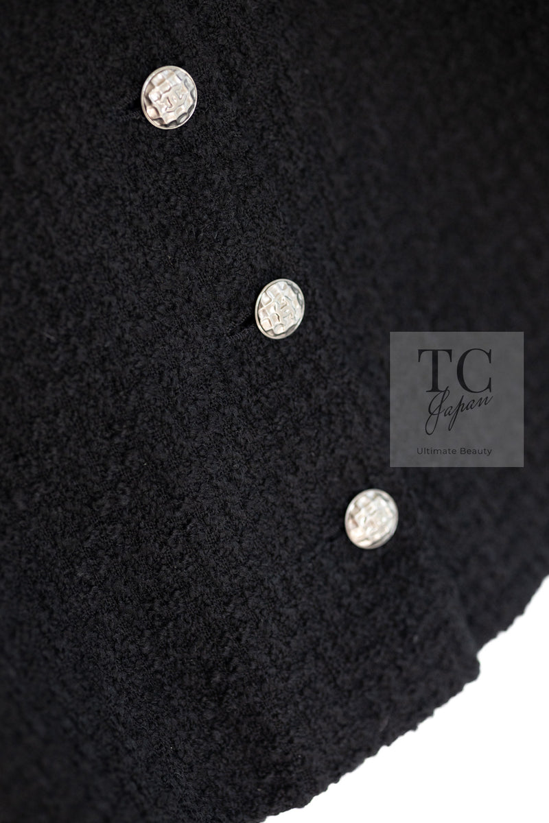 CHANEL Black Braid Trim Chain Wool Tweed Jacket Skirt Suit 40 42 シャネル ブラック ブレイド トリム チェーン ウール ツイード ジャケット スカート スーツ 即発