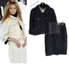 CHANEL Black Braid Trim Chain Wool Tweed Jacket Skirt Suit 40 42 シャネル ブラック ブレイド トリム チェーン ウール ツイード ジャケット スカート スーツ 即発